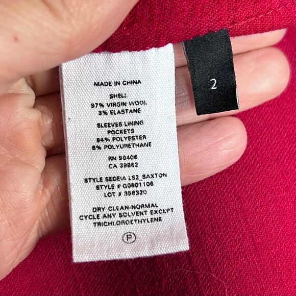 Theory sweater blazer size 2 red wool office suiting swacket minimalist tailored - Picture 12 of 12